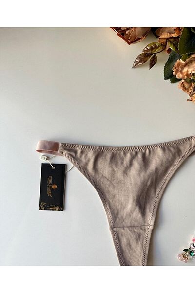 İntive Lingerie Perra Women's 97% Cotton Daily Use Thong (Black-Mink)