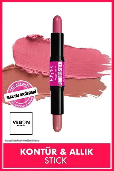 NYX Professional Makeup Wonder Stick Çift Taraflı Krem Allık Stick - Light Peach And Baby Pink