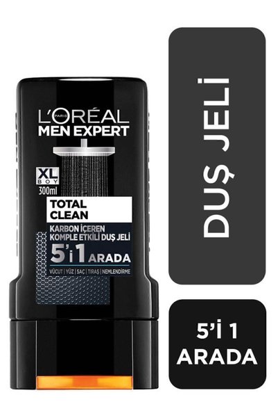 L'Oreal Paris Men Expert Total Clean 5'i 1 Arada Kömürlü Duş Jeli 300 Ml 3'lü Set