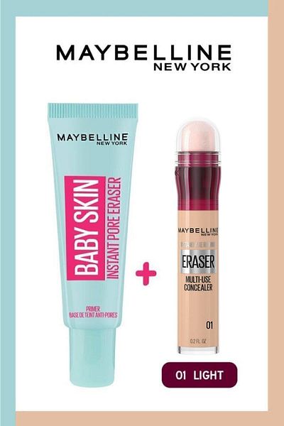 Maybelline New York 01 Light Baby Skin Makeup Base - Instant Anti Age Eraser Concealer