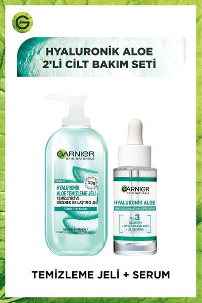 Garnier Hyaluronik Aloe 2li Cilt Bakım Seti - Nemle Dolgunlaştıran Süper Serum 30 Ml & Temizleme Jeli 200 Ml