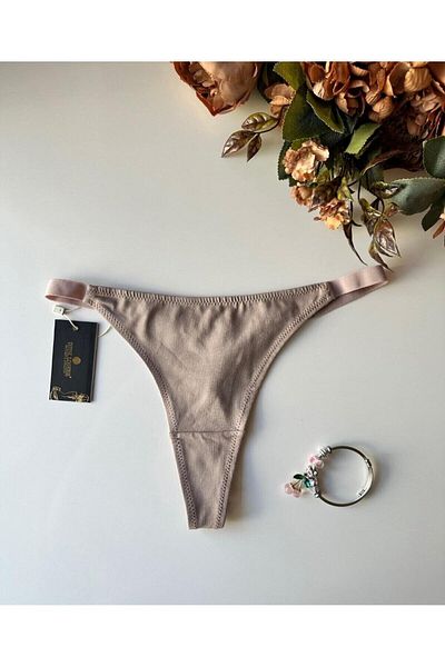 İntive Lingerie Perra Women's 97% Cotton Daily Use Thong (Black-Mink)