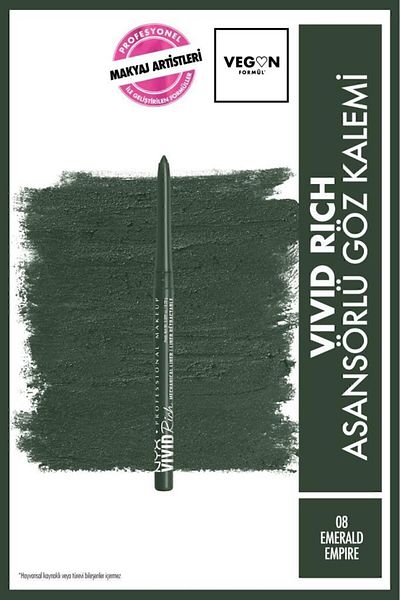 NYX Professional Makeup Vivid Rich Eye Pencil with Elevator - 08 Emerald Empire
