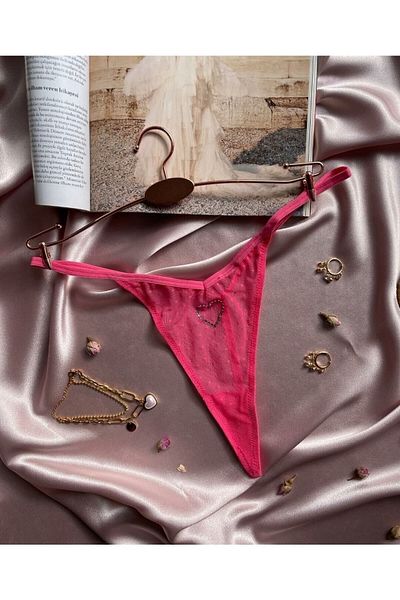 İntive Lingerie Women's Powder/Pink Front Stone Heart Detailed Fancy String - Jade