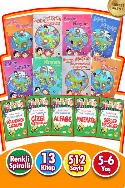 Harika Çocuk Kitapları 5-6 Yaş 1. Sınıfa Hazırlık Çizgi Çalışmalı Eğitim Seti...