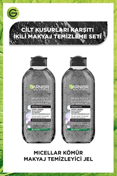 Garnier Micellar Kömür Kusursuz Makyaj Temizleyici Jel 400 ml x 2 adet