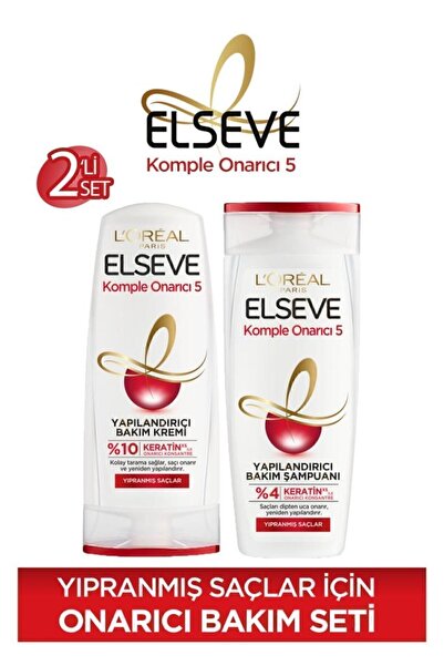 ELSEVE Komple Onarıcı 5 Yapılandırıcı Bakım Şampuanı 390 Ml & Saç Bakım Kremi 390 Ml