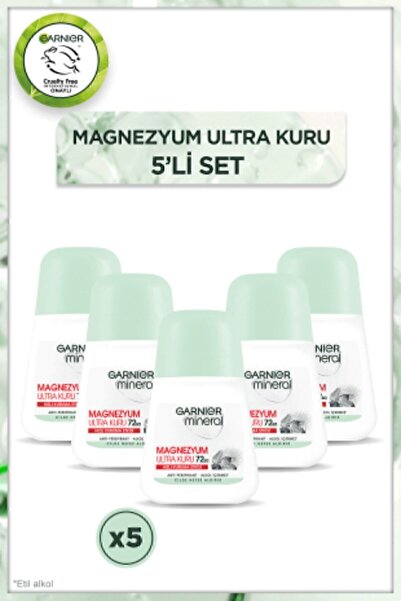 Garnier Mineral Magnezyum Ultra Kuru Roll-On Deodorant Seti x5, 72 Saat Etkili