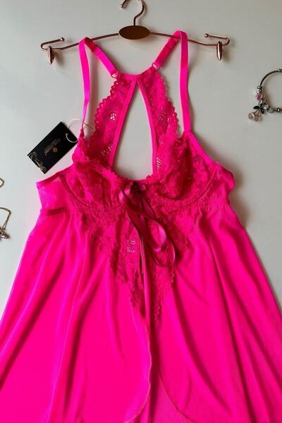 İntive Lingerie Cămașă de noapte/Babydoll din dantelă roz pentru femei