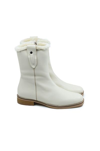 Gusse Women's Beige Genuine Leather Boots