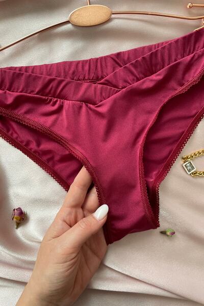 İntive Lingerie Women's Comfortable Fabric Front V Detailed Daily Use Micro Satin Slip-