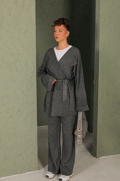 Melike Tatar Anthracite Hi-Rkal Knitwear Set - 3-3004-1