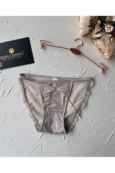 İntive Lingerie Lucia Japanese Style - Cheeky Slip εσώρουχο με τούλι σατέν πλάτη και λεπτομέρεια κορδέλας - 2858