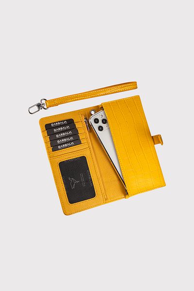 Garbalia Yellow Croco Patterned Astana Belted Zippered Women's Wallet