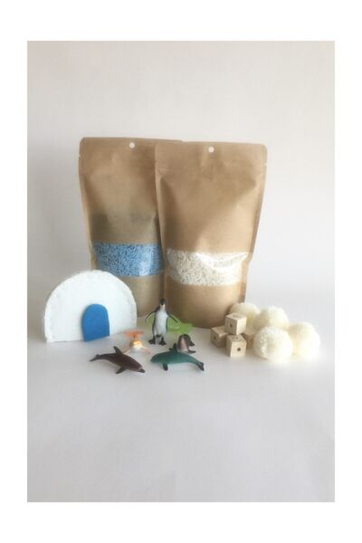 Beyaz Tavşan Oyun Evi Kutuplar Temalı Montessori Duyusal Oyunlar Malzemesi