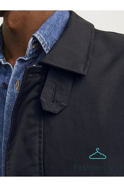 Jack & Jones Μαύρο ανδρικό μπουφάν Harrington - Jorsantorini Sn Coat 12252947-Μαύρο