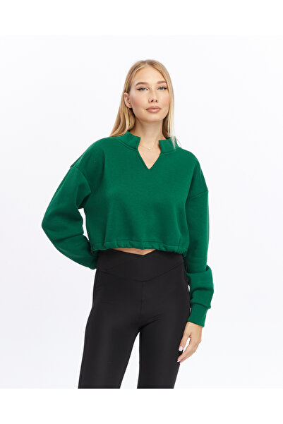 Bella Dossi Полярна та м'яка товста внутрішня частина V-подібний комір Кроп-светр