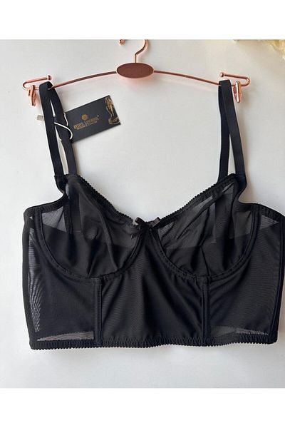 İntive Lingerie Sutien din tul cu corset cu sârmă transparentă Ivy Black