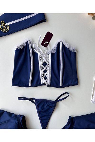 İntive Lingerie Costum de fetiță marinar albastru de mare de Sud -4060