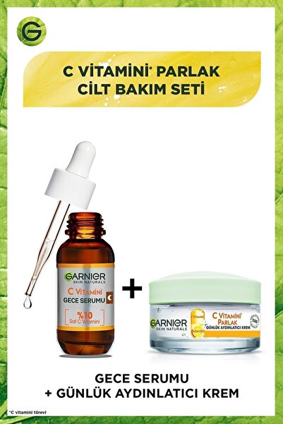 Garnier C Vitamin Gece Serum 10% C Vitaminli (Niasinamid + Salisilik Asit) + C Vitamin Nemlendirici Krem