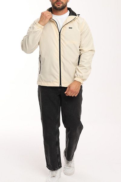 RİVERCLUP Beigefarbene Herrenjacke – Kapuzenpullover mit Taschen und Windjacke