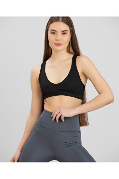 İntive Lingerie Aurafit Ribbed Deep U Collar - Thick Rope Strap Back Cross Bustier - 9044