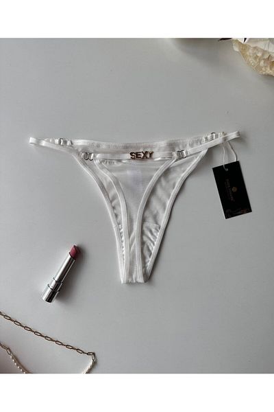 İntive Lingerie Valerie Back'Sexy' Written Net Cotton Tulle Thong - Limited