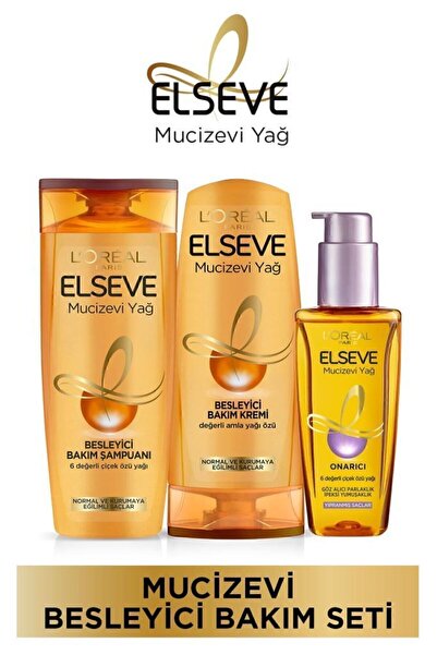 ELSEVE Mucizevi Yağ Bakım Şampuan 360ml & Saç Kremi 360 ml & Yıpranmış Saçlar Için Saç Bakım Yağı