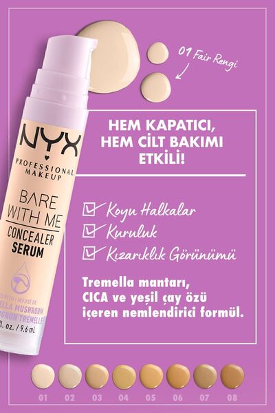 NYX Professional Makeup Bare With Me Kapatıcı Serum 2.5 Medium Vanilla Concealer