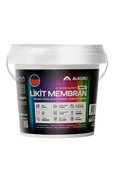 ALKORU 1 KG Kırmızı Likit Membran Renkli Reçine Esaslı Sıvı Su Yalıtım Malzemesi