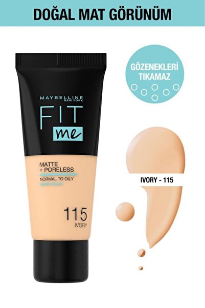 Maybelline New York Maybelline, Fit Me Matte + Poreless, Ματ Πούδρα, 115, Ιβο...