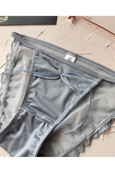 İntive Lingerie Lucia Japanese Style - Cheeky Slip Panties with Tulle Satin Back and Ribbon Detail - 2858