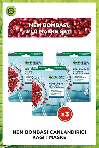 Garnier Nem Bombası Canlandırıcı Kağıt Maske 28 gr 3'lü