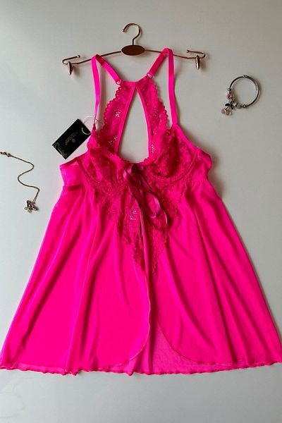 İntive Lingerie Cămașă de noapte/Babydoll din dantelă roz pentru femei