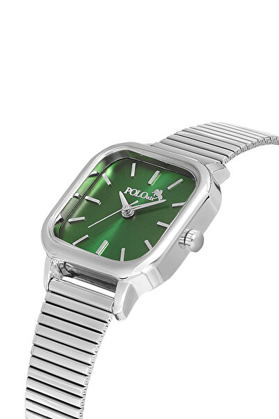 Polo Air Vintage Kadın Kol Saati Zirkon Taşlı Lüx Bileklik Hediyelik Kombin Gümüş Yeşil PL-1505B6