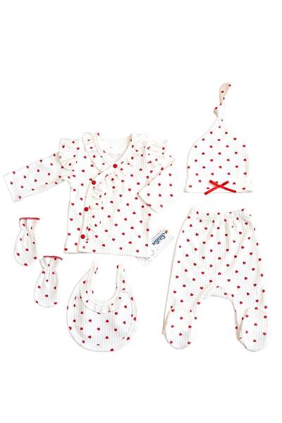 Sitilin طقم بناتي مزين بالقلب الأبيض والفاخر مكون من 5 قطع - طقم بدلة لحديثي ...