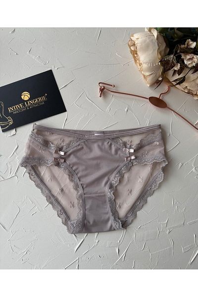 İntive Lingerie Arya Japanese Style - Δαντελένια λεπτομέρεια από τούλι με κομμένο παντελόνι Cheeky Slip - 2853
