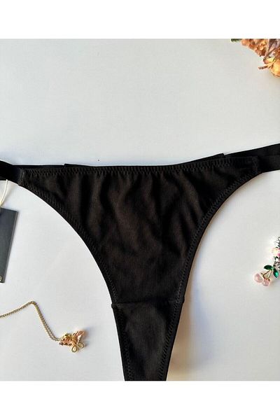 İntive Lingerie Perra Women's 97% Cotton Daily Use Thong (Black-Mink)