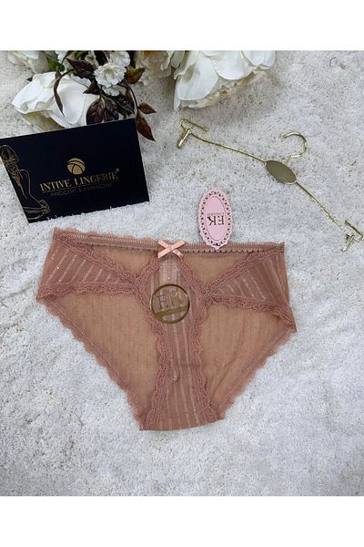 İntive Lingerie Fk Εσώρουχα Glittery Πλάτη Διαφανές Τούλι Δαντέλα Μπροστά Σλιπ με κομμένο μπροστινό μέρος