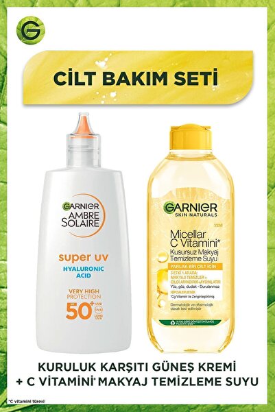 Garnier C Vitamini Kusursuz Makyaj Temizleme Suyu & Ambre Solaire Koyu Leke Karşıtı Güneş Koruyucu Yüz Kremi