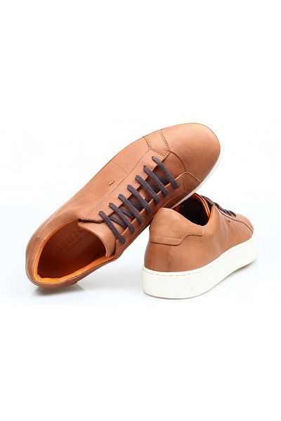 Butik ORANGE COLOR KHAKI LEATHER SHOES WITH LACES