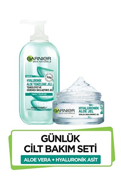 Garnier Hyaluronik Aloe Jel - Günlük Nemlendirici Jel 50 ml & Hyaluronik Aloe Temizleme Jeli 200 ml