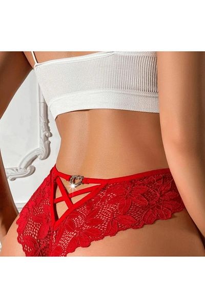 İntive Lingerie Intive Soft Lace Brazilian Thong with Heart Accessory on the Back