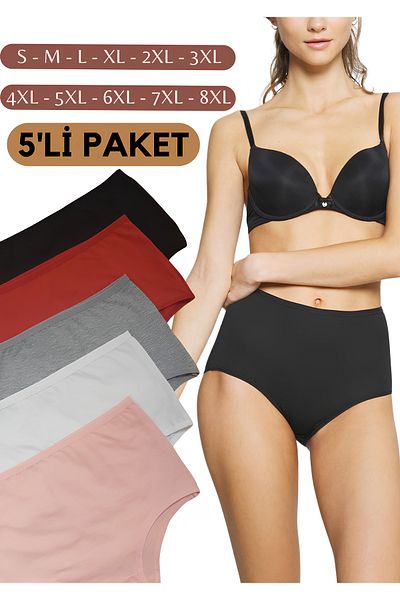 red iç giyim Highwaist Cotton Oversize Large Size Women's Panties Bato 5 Pack Lycra High Waist Wide Brim