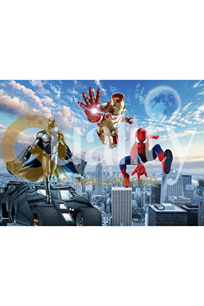 Home Marvel kahramanları Batman Spider Man Iron Man  çocuk odası poster duvar kağıdı