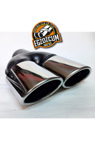 EGZOZCUM Paslanmaz Krom Yassı Kesik Eşit Çiftli Egzoz Ucu Simetrik, Dayanıklı...