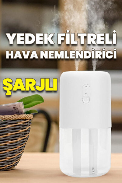 Aksesuarcı Işıklı Şarjlı Yedek Filtreli Aromaterapi Difüzörü Oda Hava Nemlend...