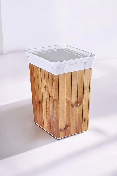 QUTU Ξύλινος κάδος απορριμμάτων 40 L Πλαστικός κάδος απορριμμάτων με λευκό σώμα