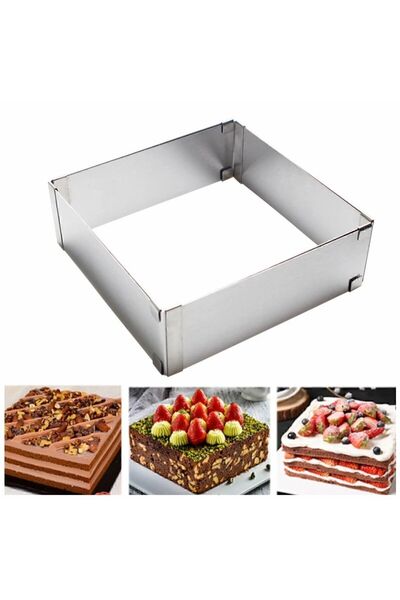 greenmakina قالب كعك دائري قابل للتعديل على شكل مربع مستطيل، قالب كعك كبير وقابل للتقليل