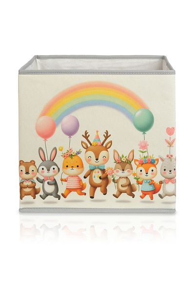 Rope Home Animals Printed Dancing Toy Storage Box - Without Lid, 30x30 Cabinet Table Top